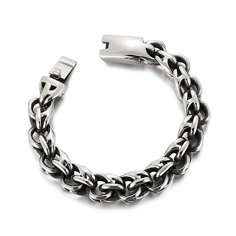 Twisted Link Chain Men Bracelet Mens 9 Inches Stainless Steel Hand Geometry Chain Armband Biker Hip Hop Bracelet Jewelry