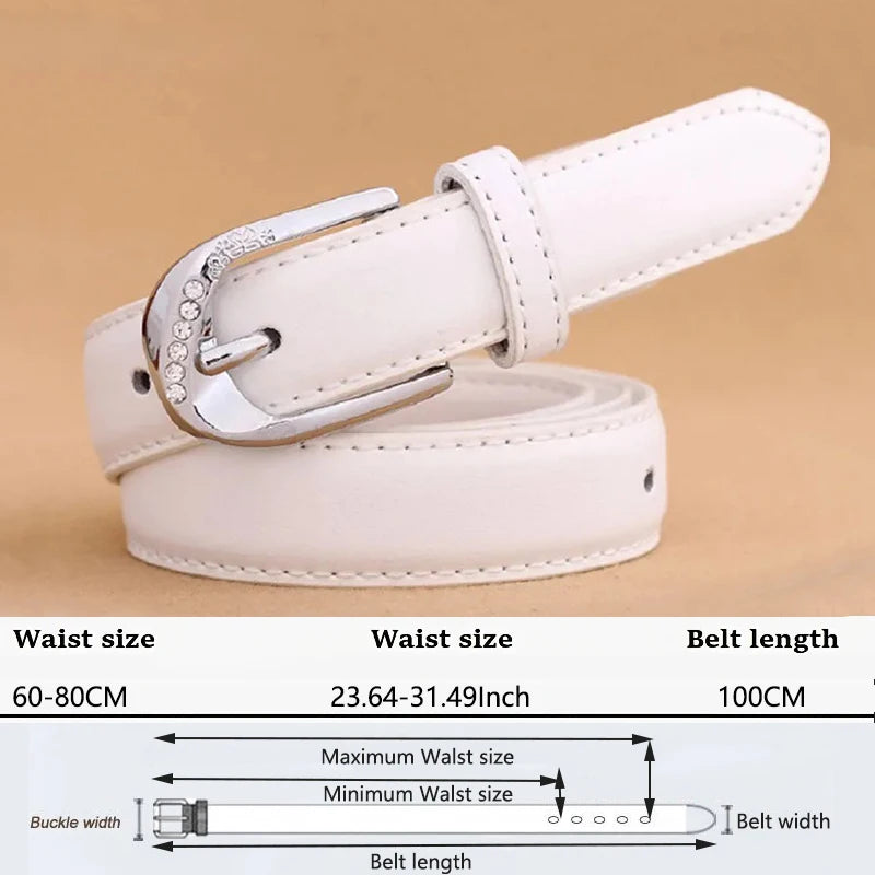 Women's Trousers Belt PU Leather Trend White Belt Fashion High Quality Trouser Belt Solid Vintage Pin Buckle Ladies Strap DT067