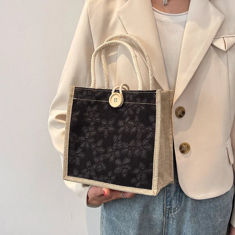 Linen Bags Handbag For Women Shopper Tote Bag Fashion Designer Bag Convenient Large-capacity For Travel Grocery Bag Organizer