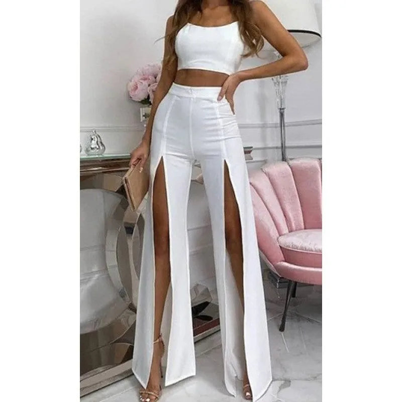 Spring 2021 new women's bell bottom trousers high waist straight split casual flared trousers