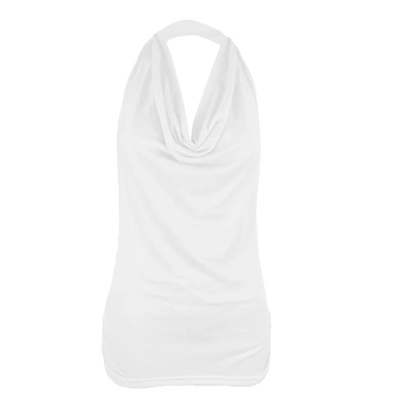 Tank Top Women Drape V Neck Sexy Tanks Camis Skinny Backless Pink Corset Tee Shirt Femme Tops Woman T-shirt