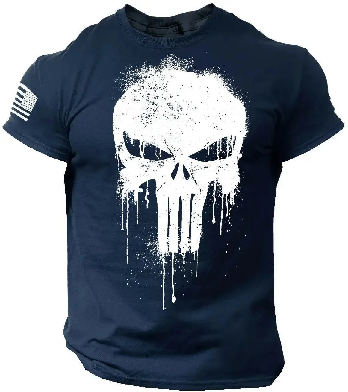 Men's T shirt for men 3D Print Military Patriotic Skull Dropped Oversized T Shirt Short-Sleeved Sportswear Men Fitness Clothing