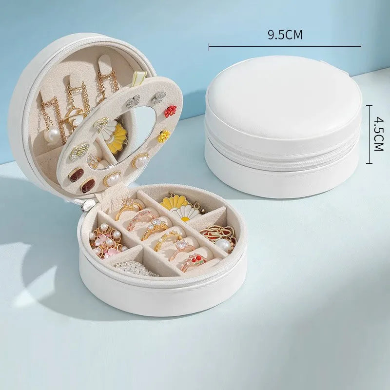 Multilayer jewelry box small stud earrings box ring receive box necklaces earrings jewelry box portable cassette jewelry mirrors