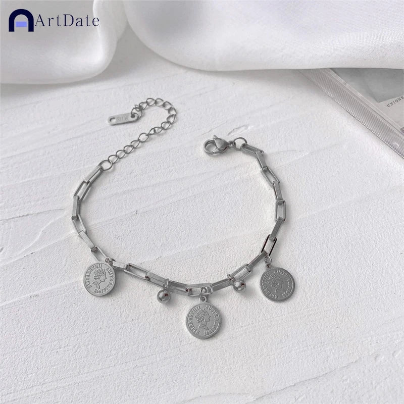 Women Paperclip Chain Bracelet,18K Gold Plated Stainless Steel Adjustable Chain Bracelet,Chunky Stackable Layered Jewelry