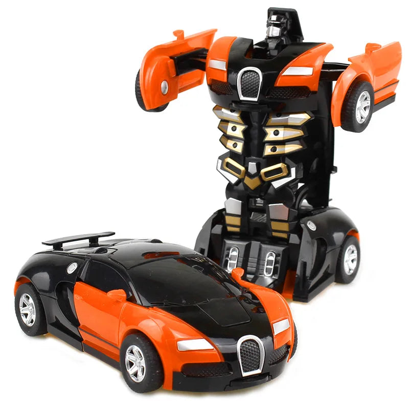 Kids Toys One-key Deformation Car Automatic Transform Robot Diecasts Toy Funny Mini 2 In 1 Plastic Model Car Amazing Gifts Boys