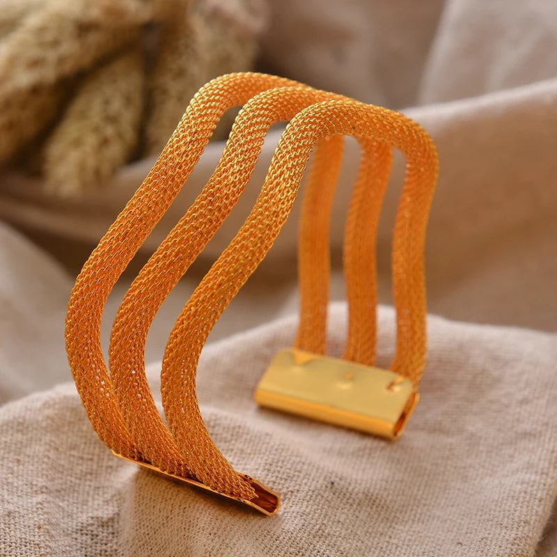 Luxury Vintage Gold Plated Bangles For Women Girls Arabia Bridal Wedding Jewelry Gifts