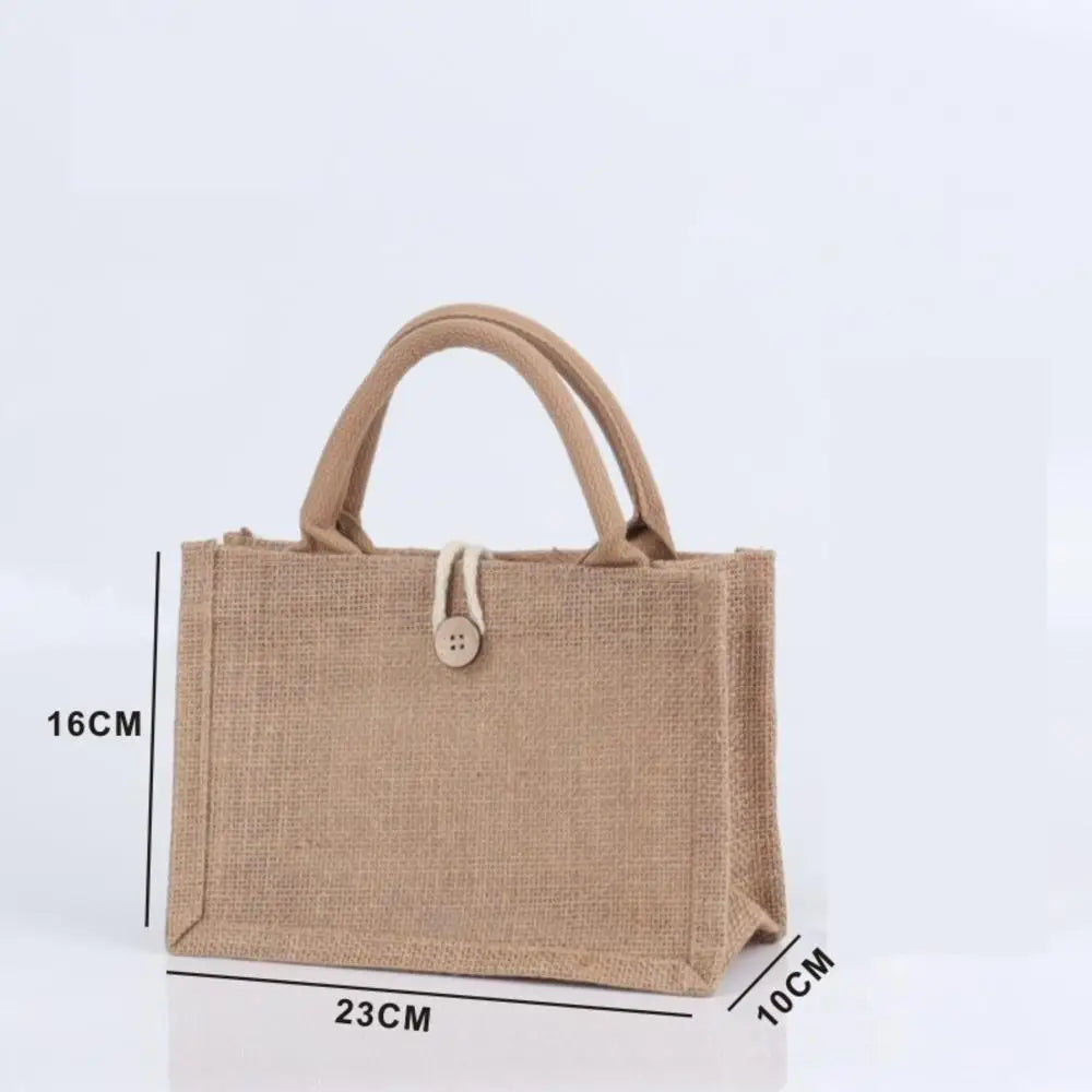 Women Linen Tote Bag Burlap Beach Eco Handbags Portable Top Handle Shopping Bag Large Simple Shoulder Bag Multiple Sizes Handbag