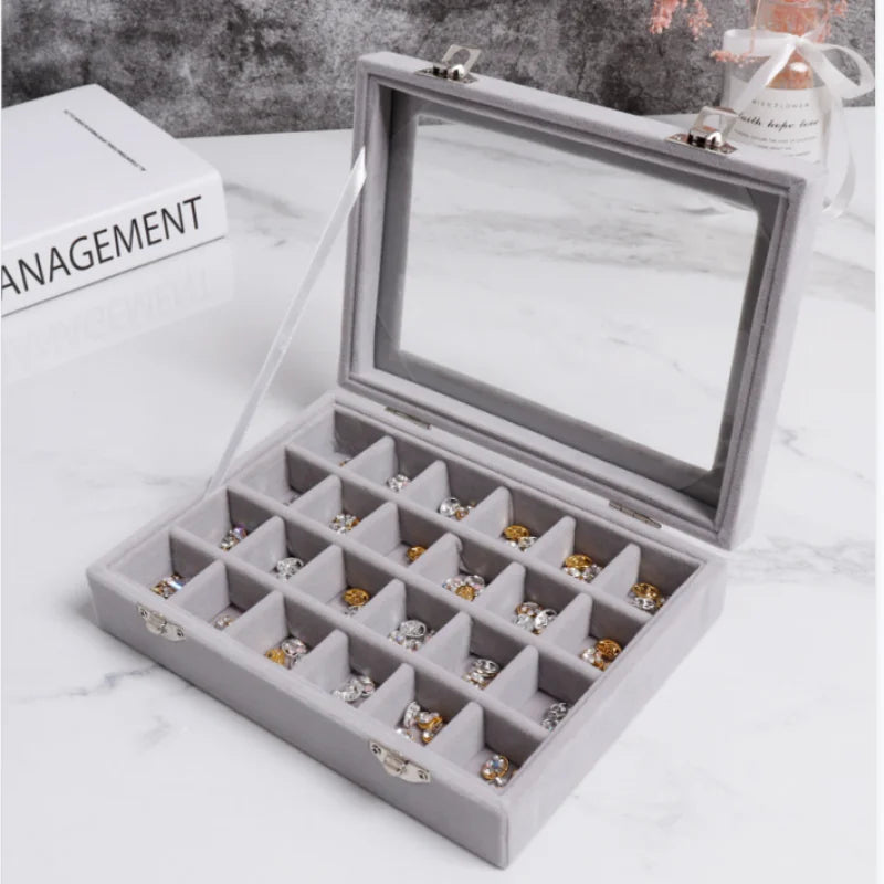 Jewelry Storage Box Earring Ring Necklace Jewelry Display Box Jewelry Classification Dustproof Transparent Flip Lid Jewelry Box