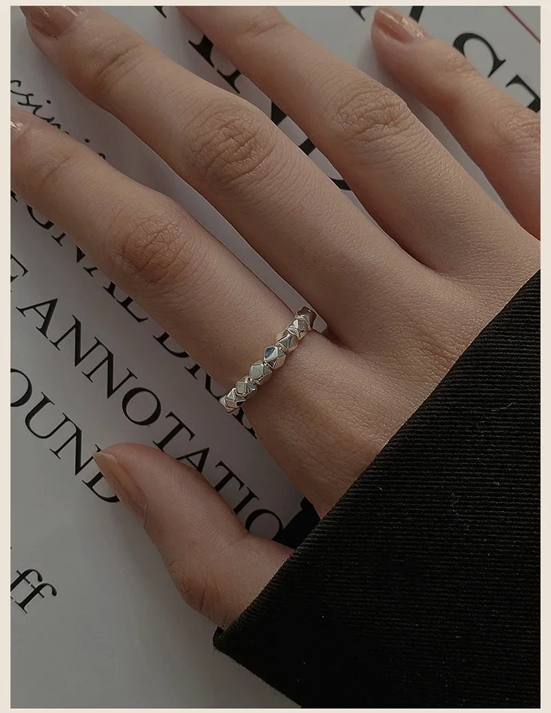 925 Sterling Silver Geometric Rings for Women Wedding Trendy Jewelry Large Adjustable Rings Anillos