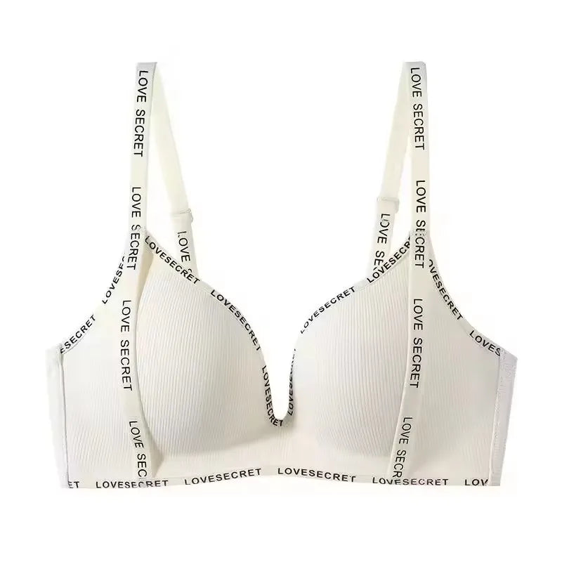 Comfortable Underwear Bar for Women Without Steel Rings Simple Push-up Shoulder Straps Top Up Bra Women's Underwire