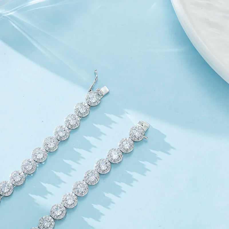 Tennis Necklace for Women Men Silver White Gold Plated Full Zircon Moissanite Tennis Chain Zircon Necklace For Men Gift