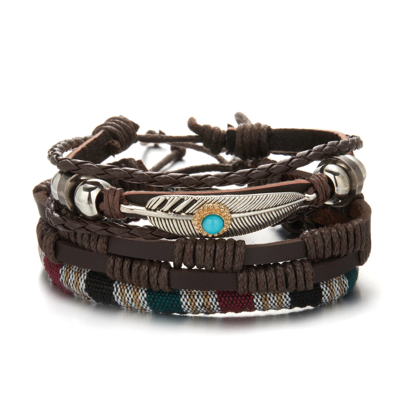 Trendy Leather Bracelets Men Women Vintage Brown Multilayer Braided Rope Bracelets Charm Wrap Wristbands Jewelry Pulsera Hombre