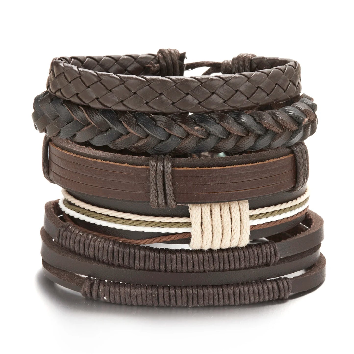 Trendy Leather Bracelets Men Women Vintage Brown Multilayer Braided Rope Bracelets Charm Wrap Wristbands Jewelry Pulsera Hombre