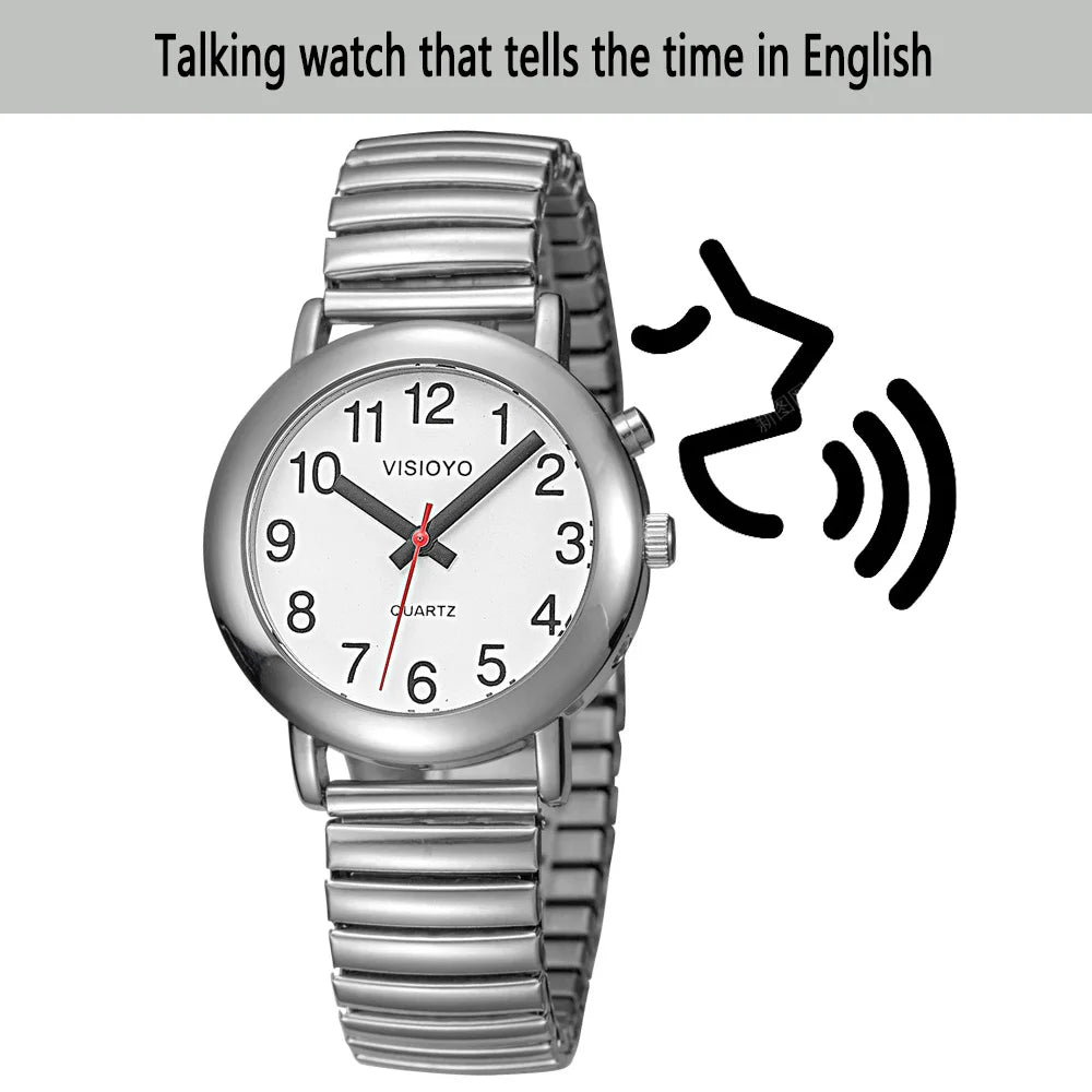 English Talking Watch Clock Watch for Blind Elderly Visually Impaired People