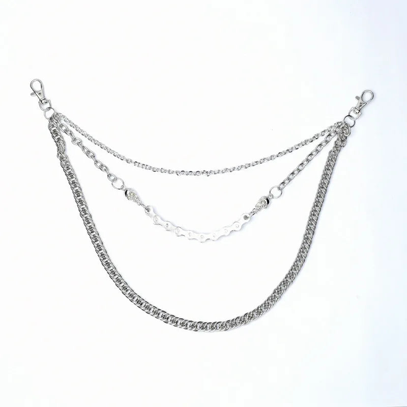 Punk Waist Chain Belt Silver Trousers Chain for Men Jeans Belt Chain for Pants Cool Metal Rock Chain Hiphop Summer Jewelry Man