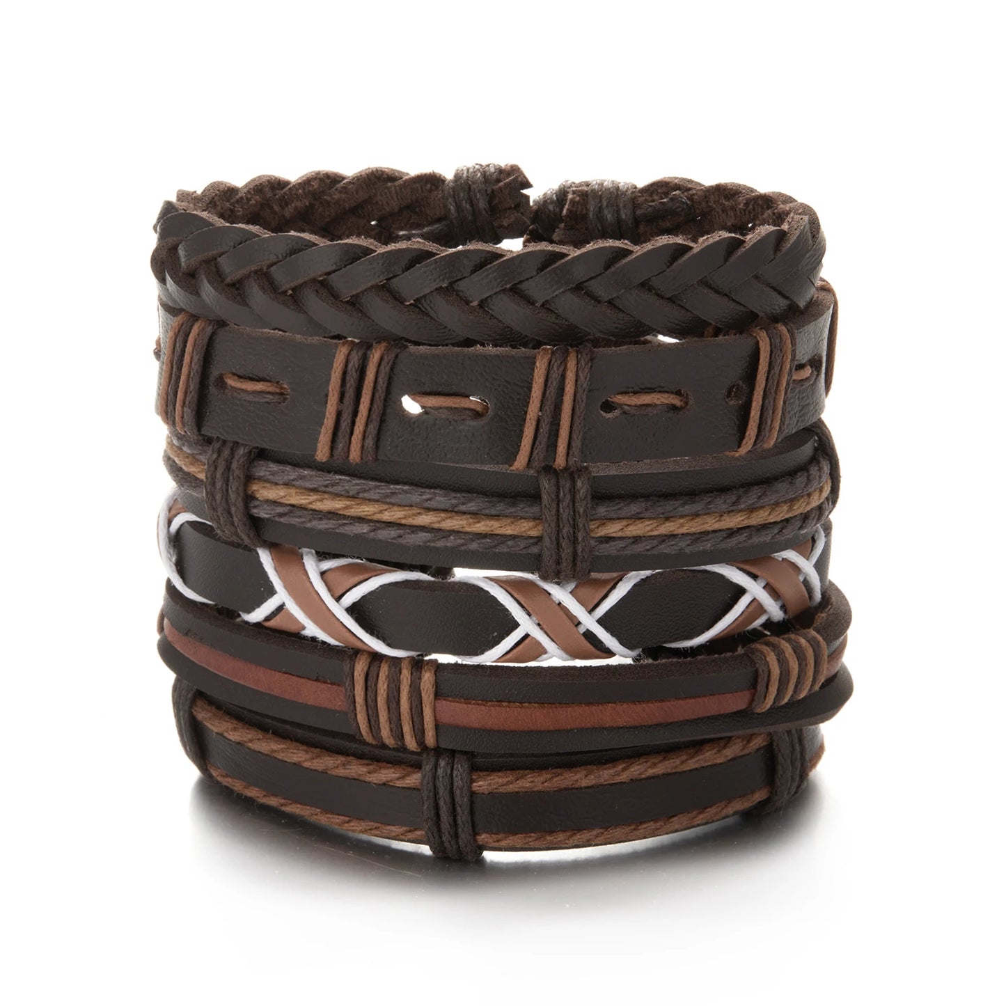 Trendy Leather Bracelets Men Women Vintage Brown Multilayer Braided Rope Bracelets Charm Wrap Wristbands Jewelry Pulsera Hombre