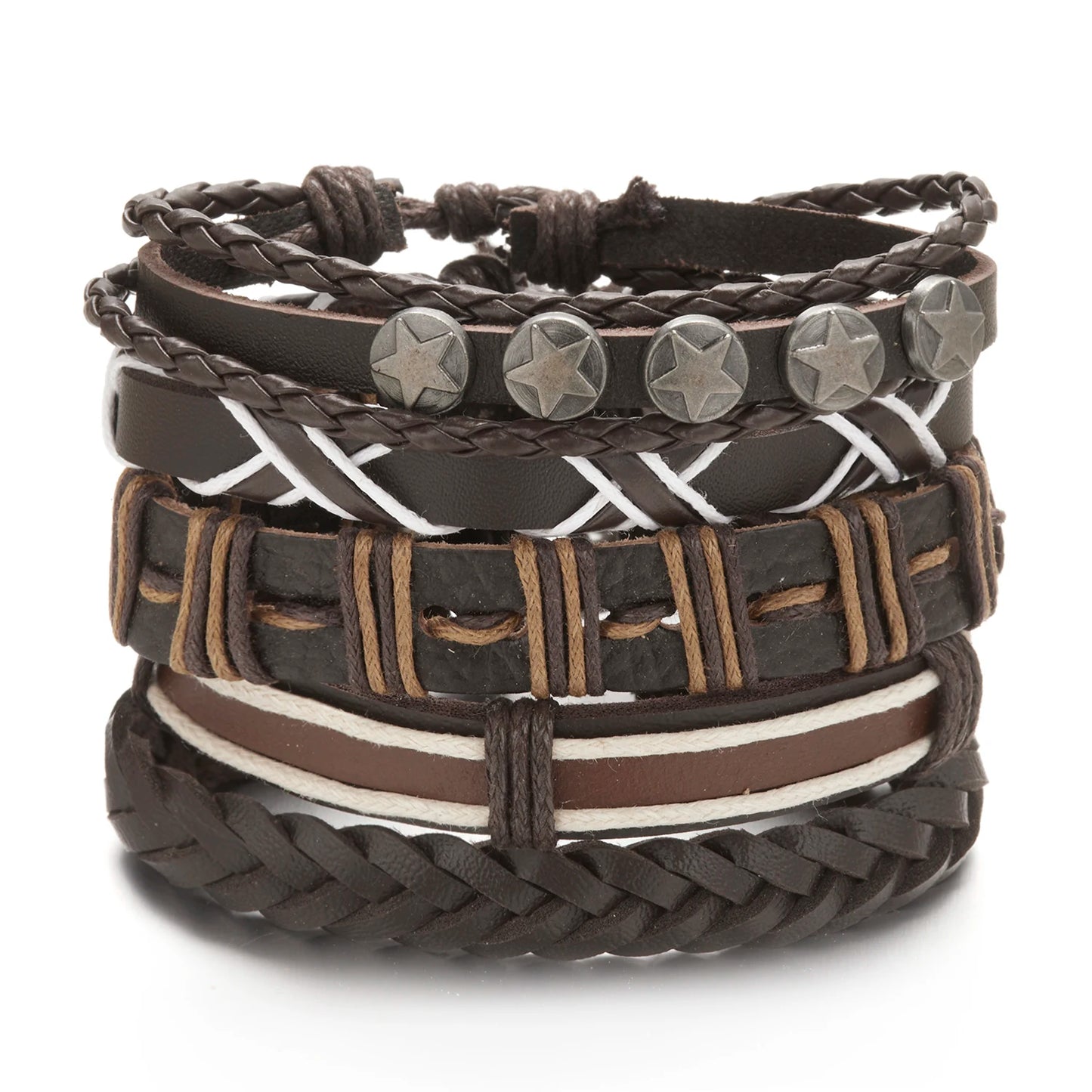 Trendy Leather Bracelets Men Women Vintage Brown Multilayer Braided Rope Bracelets Charm Wrap Wristbands Jewelry Pulsera Hombre