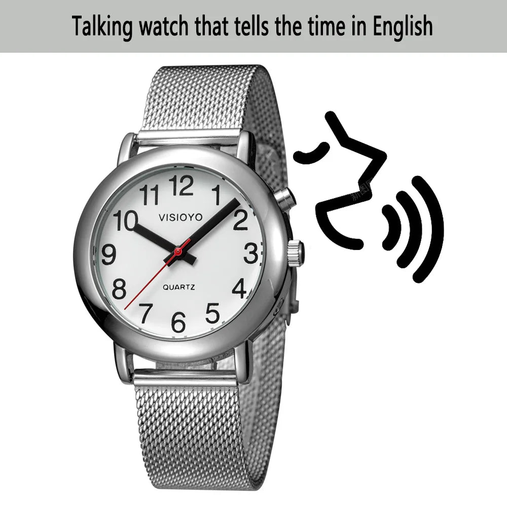 English Talking Watch Clock Watch for Blind Elderly Visually Impaired People