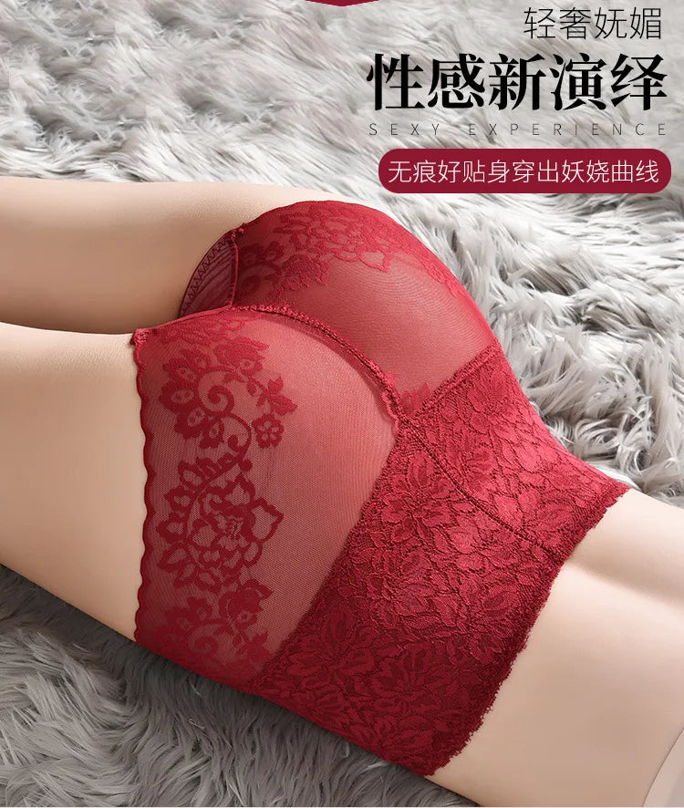 Women's underwear sexy  lace high waist elastic female panties antibacterial transparent  high quality ladies lingerie