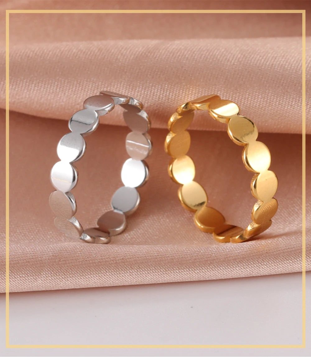 Skyrim Fashion Geometric Round Minimalist Rings for Women Girls Gold Color Stainless Steel Ring Wedding Party Jewelry Wholesale