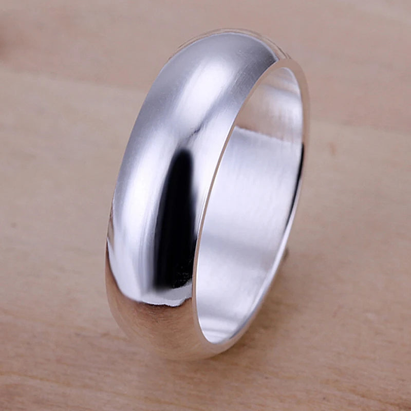 Wholesale High Quality 925 Sterling Silver Rings Fashion Simple Round Circle Rings For Women Party Jewelry Size 5 6 7 8 9 10