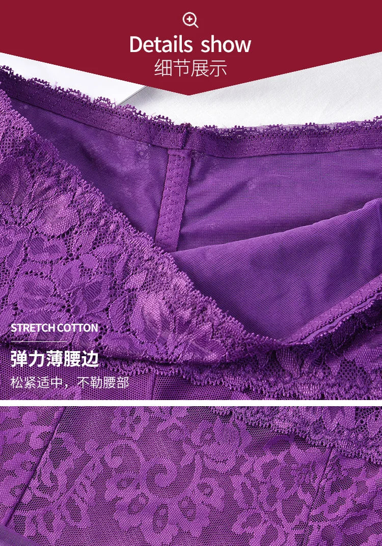 Women's underwear sexy  lace high waist elastic female panties antibacterial transparent  high quality ladies lingerie