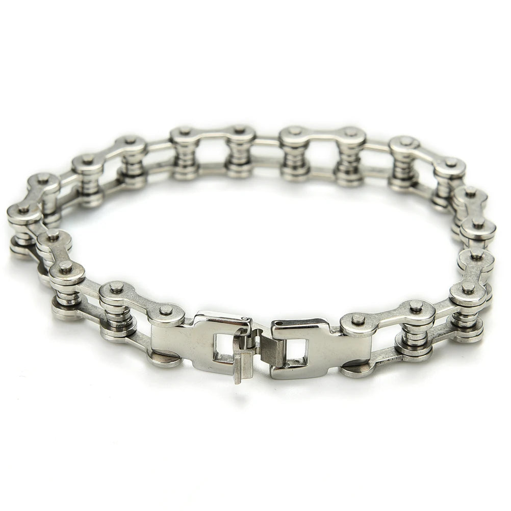 Fashion Men Women Biker Bicycle Motorcycle Chain Bracelet Bangle Punk Stainless Steel Bracelet Men Bangle 8.5"
