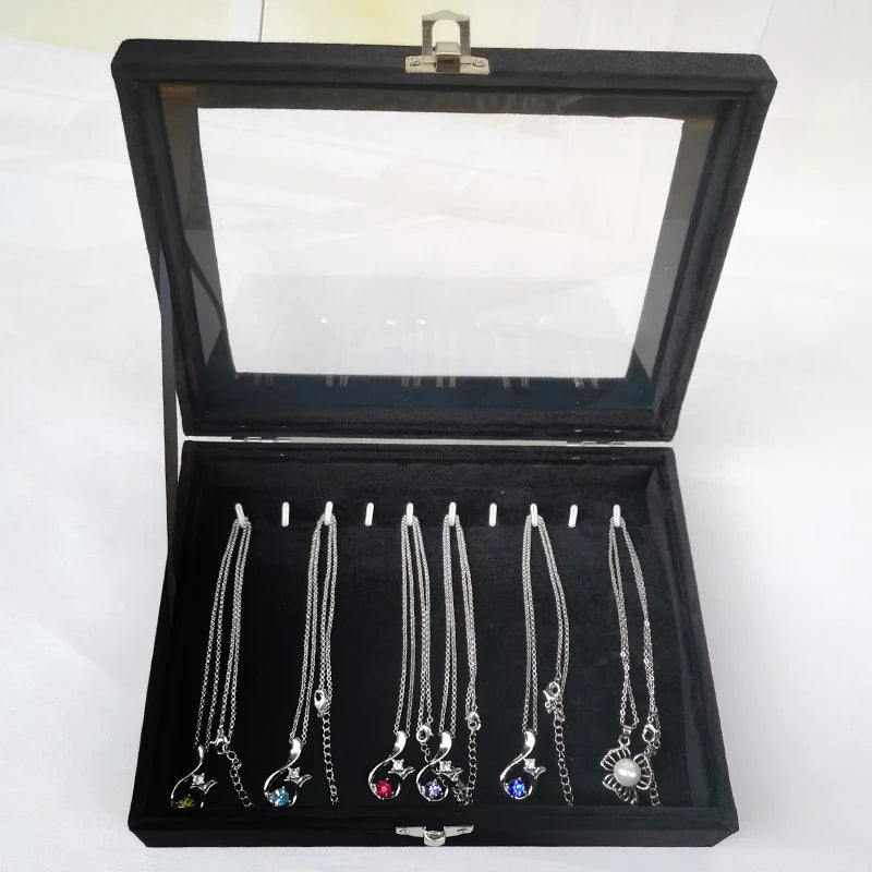 Black Jewelry Box Bracelet box necklace box arched small box display box flannel cover jewelry storage box
