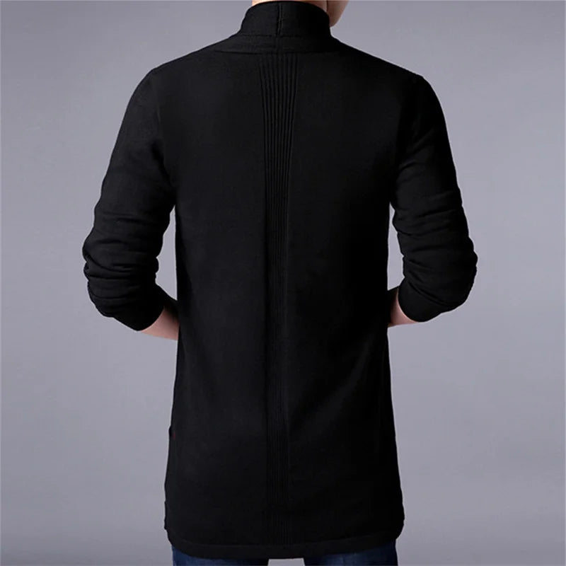 Sweater Coats Men New Fashion 2025 Autumn Men's Slim Long Solid Color Knitted Jacket Fashion Men's Casual Sweater Cardigan Coats