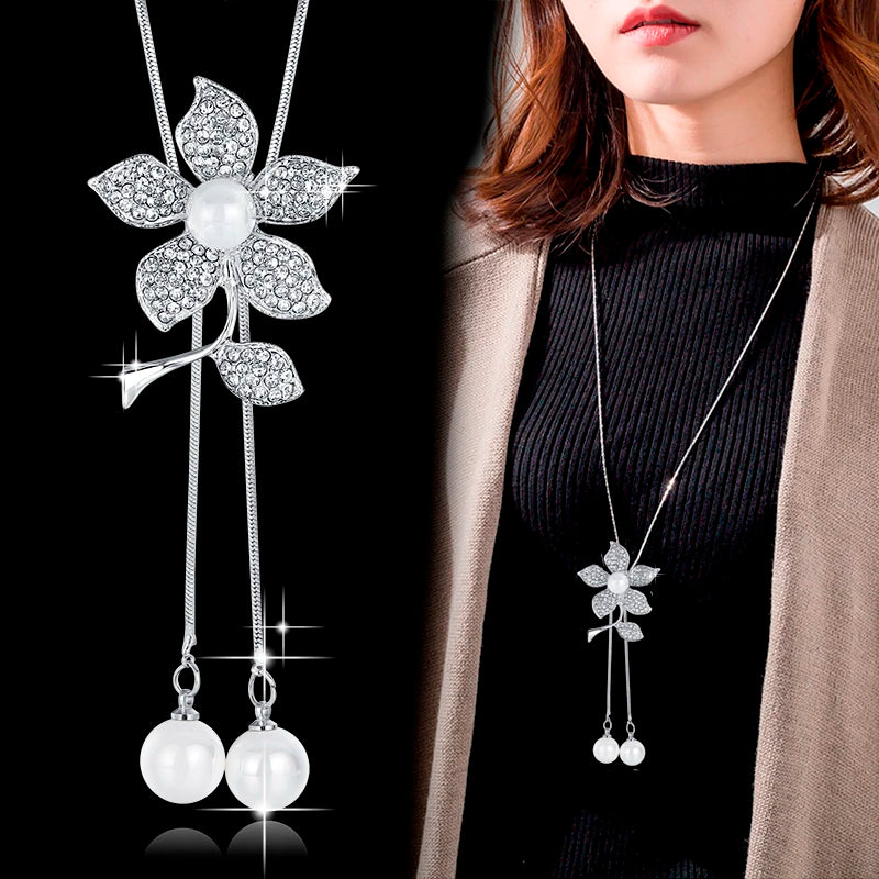 Long Necklaces & Pendants Fashion Geometric Crystal Statement Necklace For Women Collier Femme Pearl Choker Jewelry 2022