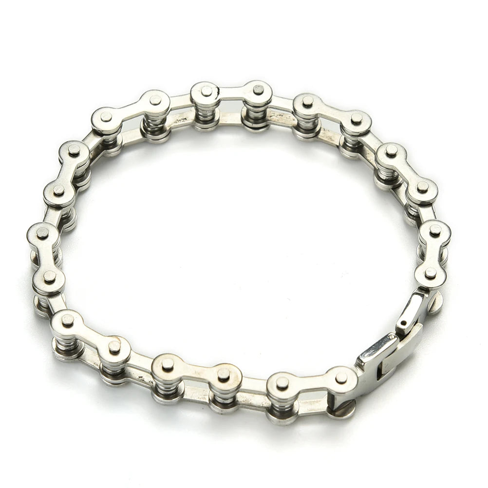 Fashion Men Women Biker Bicycle Motorcycle Chain Bracelet Bangle Punk Stainless Steel Bracelet Men Bangle 8.5"