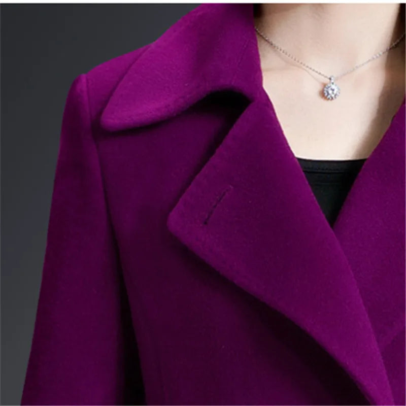 Women Woolen Coat 2024 Autumn Winter Jacket Elegant Long Coat Female Jacket Wool Blends Coat High Quality Abrigos Mujer