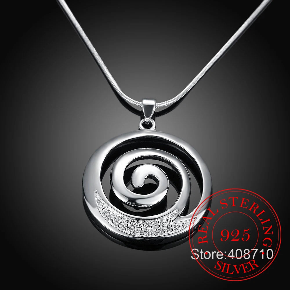 Simple Necklaces for Women 2023 Statement 925 Sterling Silver Surrounding Circle Zircon Pendants Necklace Wedding Bridal Jewelry