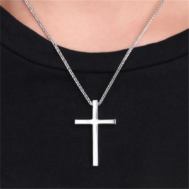Trendy 925 Sterling Silver Necklace For Men Jewelry Female Classic Cross Pendant Necklaces Male Choker Bijou Lady Necklaces Hot