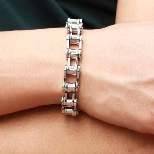 Fashion Men Women Biker Bicycle Motorcycle Chain Bracelet Bangle Punk Stainless Steel Bracelet Men Bangle 8.5"