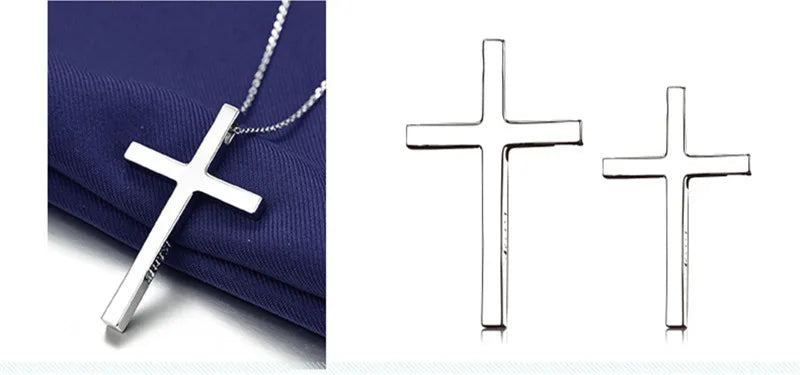 Trendy 925 Sterling Silver Necklace For Men Jewelry Female Classic Cross Pendant Necklaces Male Choker Bijou Lady Necklaces Hot