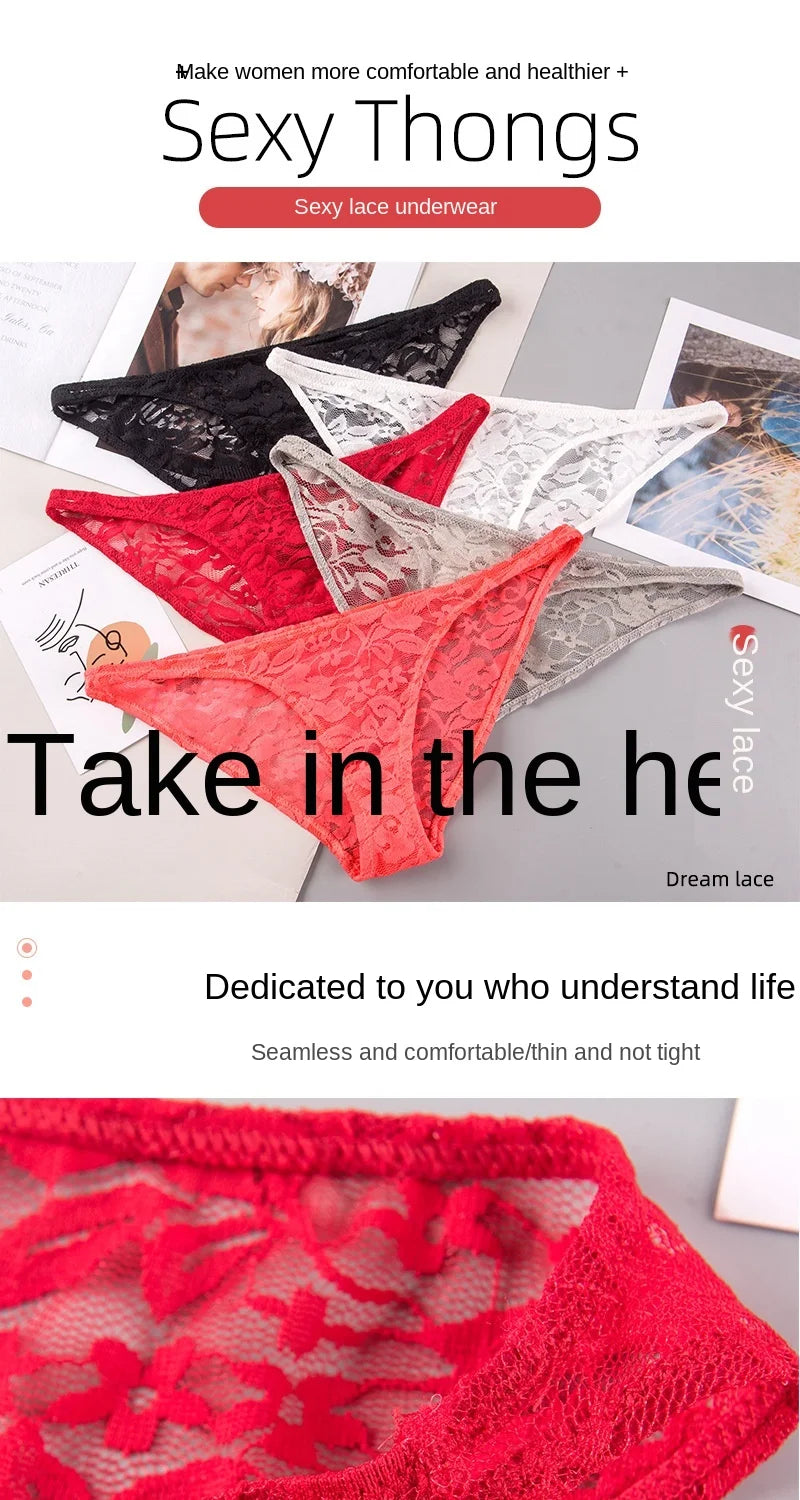 Women's Underwear Sexy Lace Panties Fashion Transparent Comfortable Briefs Low Waist Seamless Underpants Female Sexy Lingerie