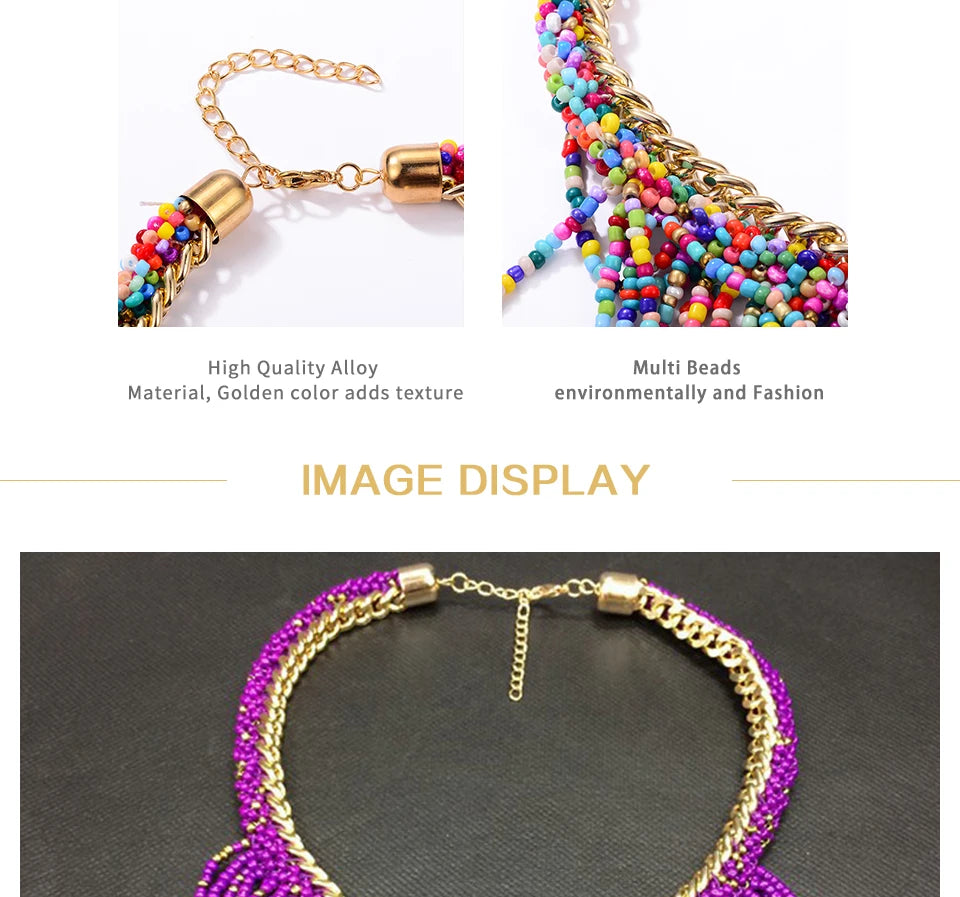 Bohemian Necklaces Fashion For Women Jewelry Mujer Handwoven Collier Long Tassel Beads Choker Statement Pendants Gift