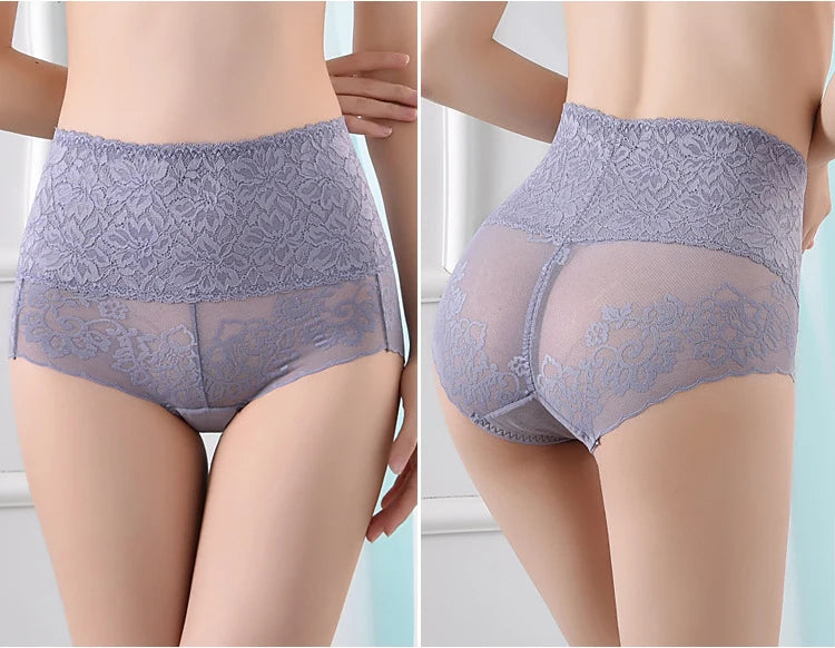 Women's underwear sexy  lace high waist elastic female panties antibacterial transparent  high quality ladies lingerie