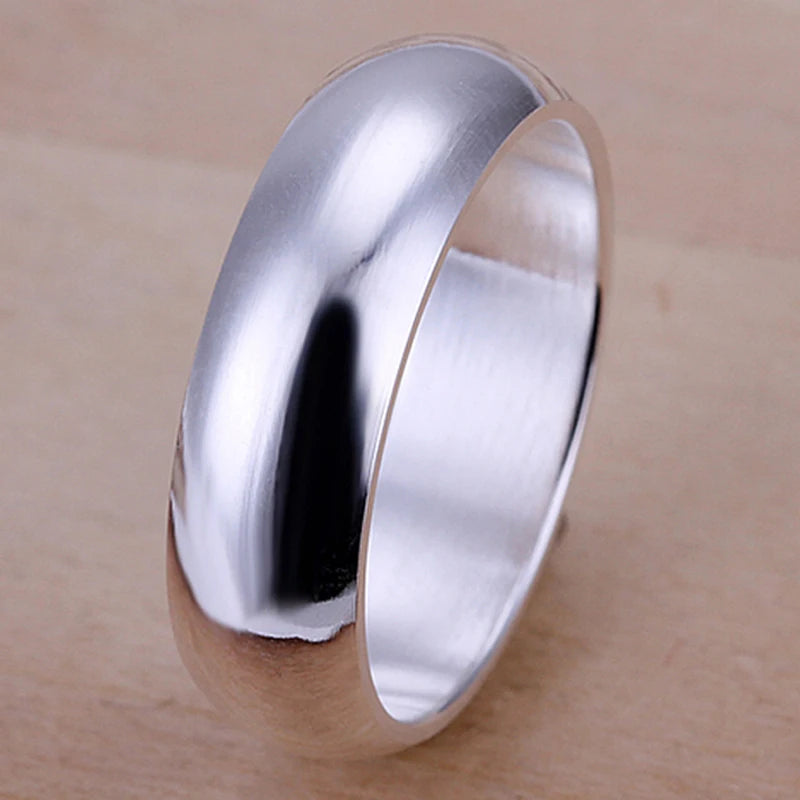 Wholesale High Quality 925 Sterling Silver Rings Fashion Simple Round Circle Rings For Women Party Jewelry Size 5 6 7 8 9 10