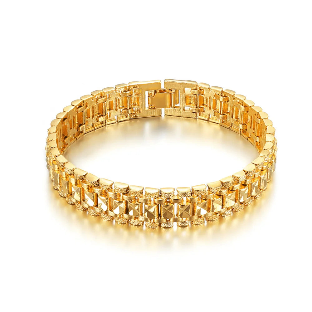 Chunky Mens Hand Chain Bracelets Male Wholesale Braslet 2021 Gold Color Chain Link Bracelet For Men Women Jewelry