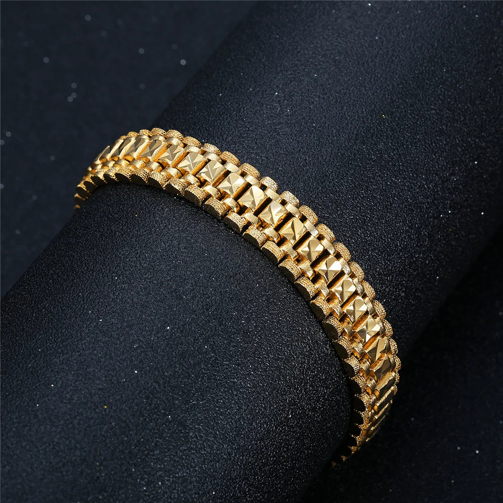 Chunky Mens Hand Chain Bracelets Male Wholesale Braslet 2021 Gold Color Chain Link Bracelet For Men Women Jewelry