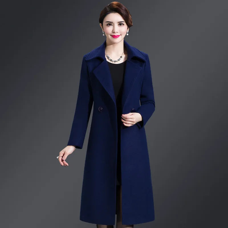 Women Woolen Coat 2024 Autumn Winter Jacket Elegant Long Coat Female Jacket Wool Blends Coat High Quality Abrigos Mujer