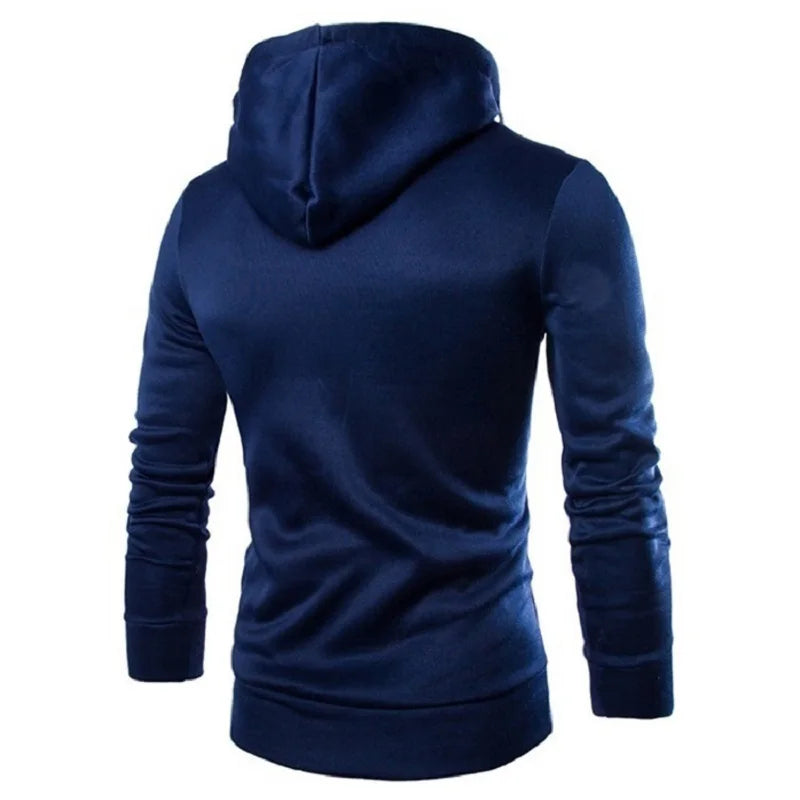 Men's Hoodies Long Sleeve Sweatshirts for Men Zipper Hooded Pullover High Neck Mens Sweatshirt Top Jacket Coat Black Sweater