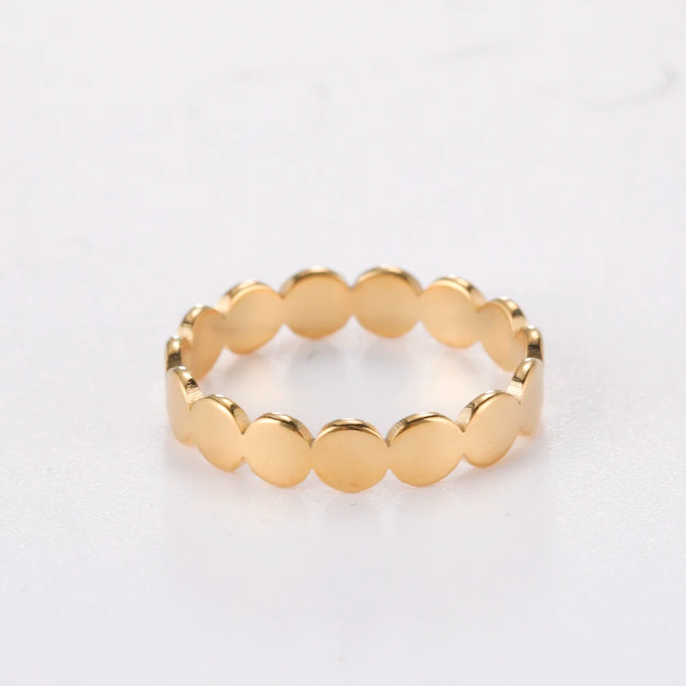 Skyrim Fashion Geometric Round Minimalist Rings for Women Girls Gold Color Stainless Steel Ring Wedding Party Jewelry Wholesale