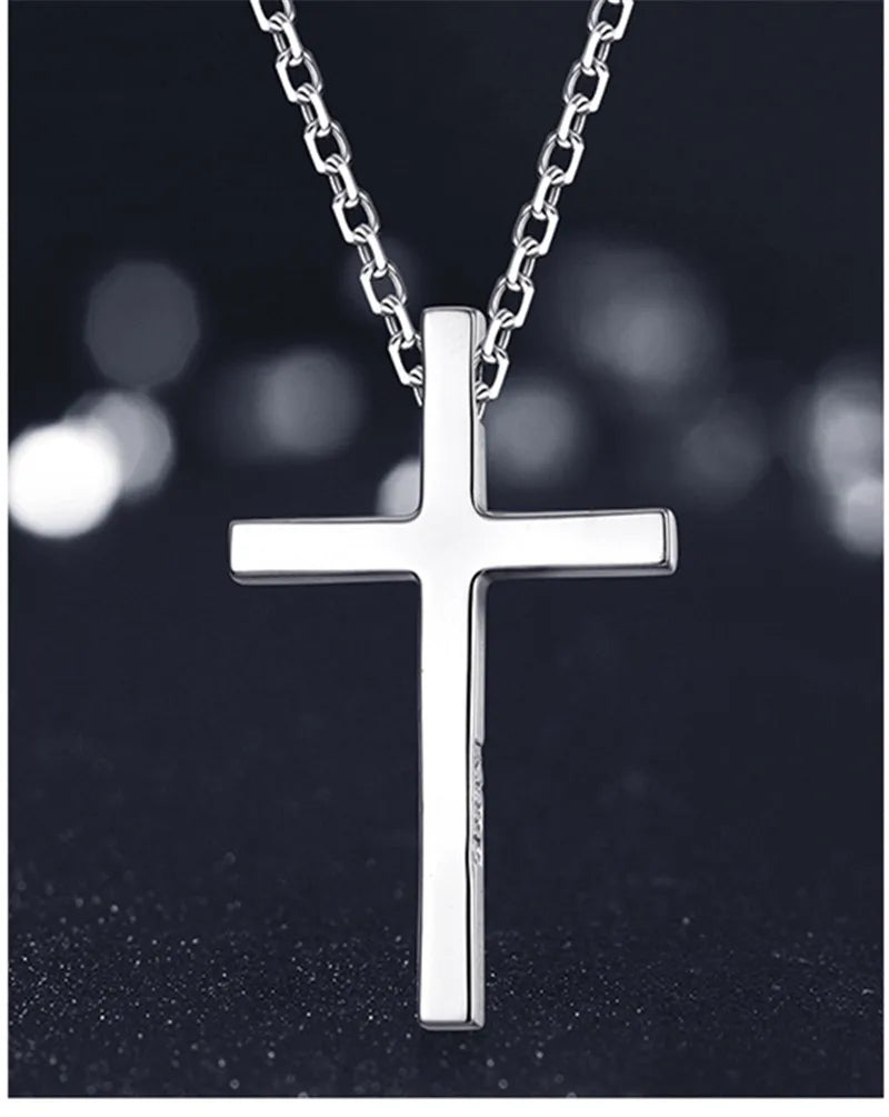 Trendy 925 Sterling Silver Necklace For Men Jewelry Female Classic Cross Pendant Necklaces Male Choker Bijou Lady Necklaces Hot