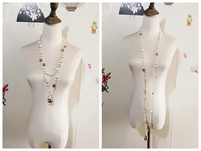 Women  Long Pearls  Sweater Chain  Necklace Accessory  For Party Jewelry