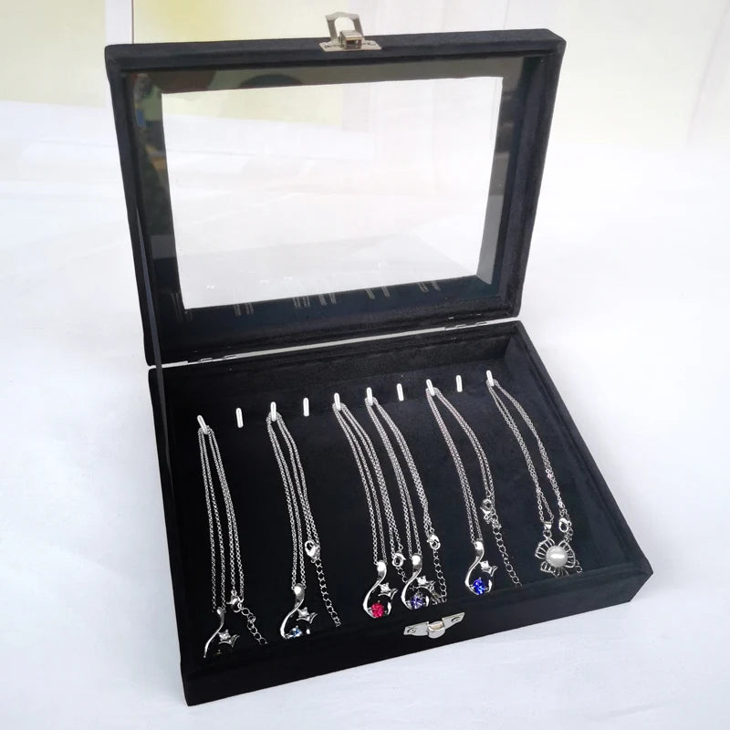 Black Jewelry Box Bracelet box necklace box arched small box display box flannel cover jewelry storage box