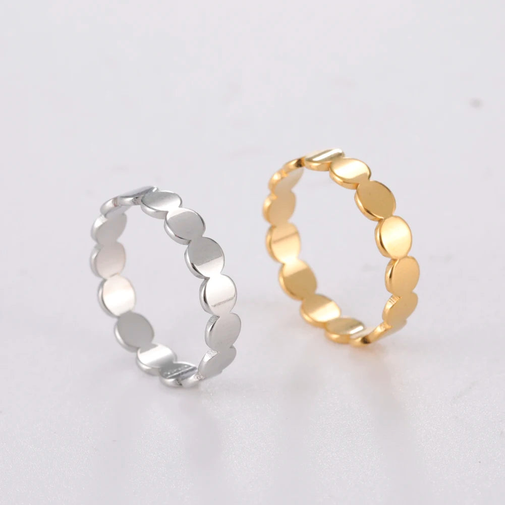Skyrim Fashion Geometric Round Minimalist Rings for Women Girls Gold Color Stainless Steel Ring Wedding Party Jewelry Wholesale