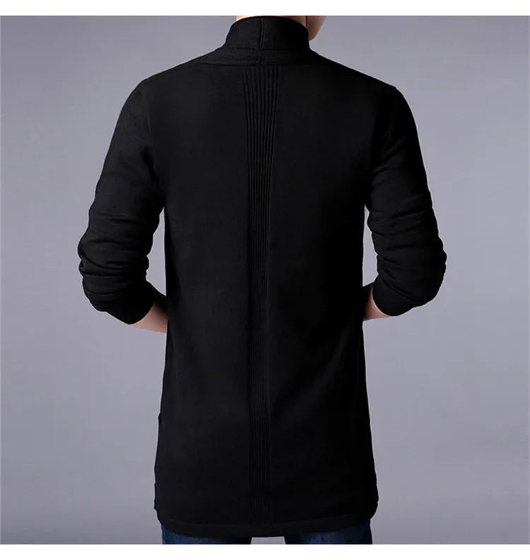 Sweater Coats Men New Fashion 2025 Autumn Men's Slim Long Solid Color Knitted Jacket Fashion Men's Casual Sweater Cardigan Coats